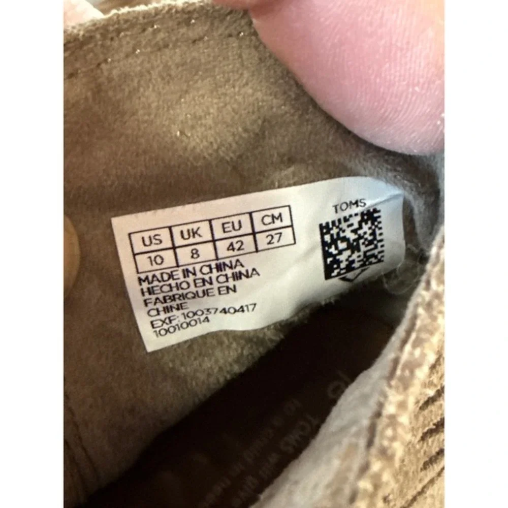 TOMS Majorca Size 10 Peep Toe Booties Desert Taupe Suede Perforated Ankle Boots‎
